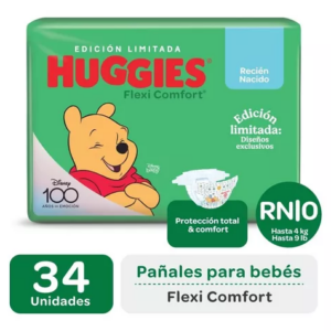 PAÑAL HUGGIES FLEXI COMFORT TALLE RN x 34u.