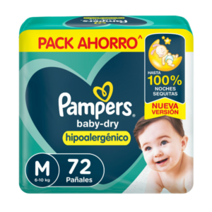 PAÑAL PAMPERS BABY DRY TALLE M x 72u.