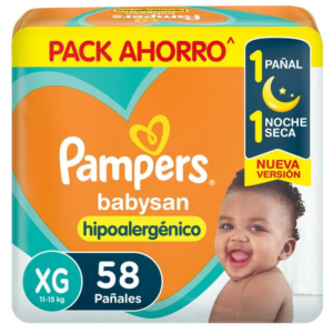 PAÑAL PAMPERS BABYSAN TALLE XG x 58u.
