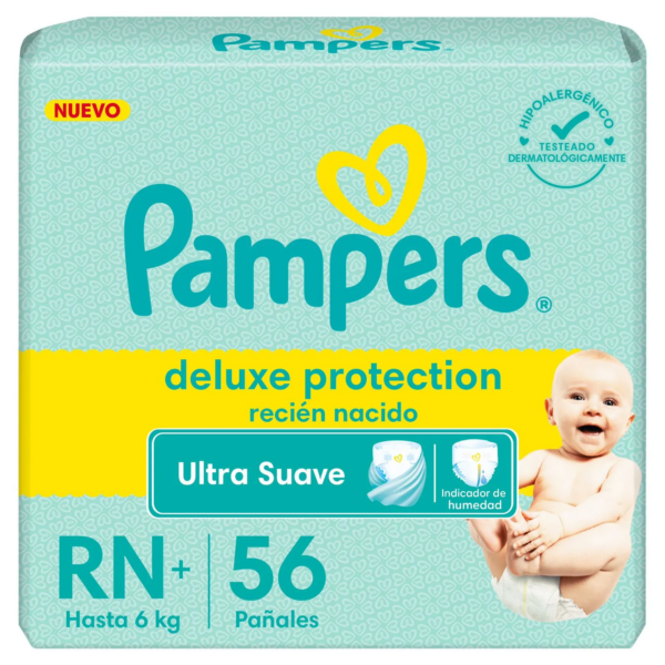 PAÑAL PAMPERS DELUXE PROTECTION TALLE RN+ x 56u.