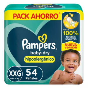 PAÑAL PAMPERS BABY DRY TALLE XXG x 54u.