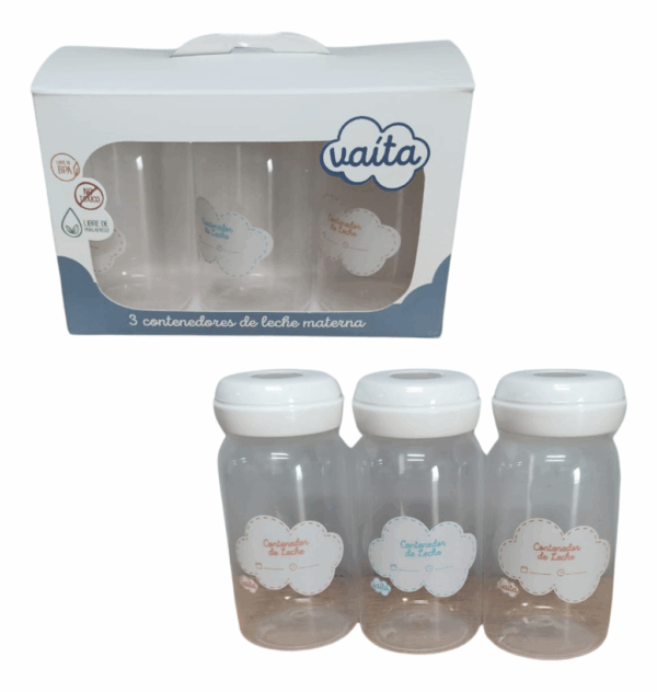 TRES CONTENEDORES DE LECHE MATERNA