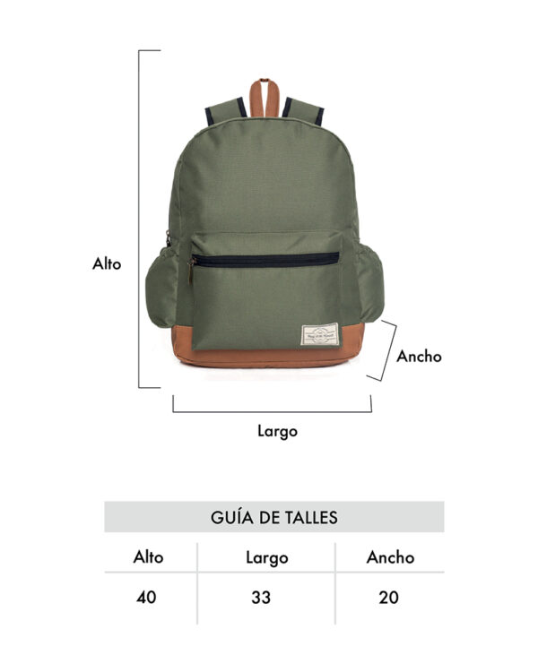 MOCHILA GABARDINA VERDE MILITAR HAPPY LITTLE MOMENTS - Imagen 2
