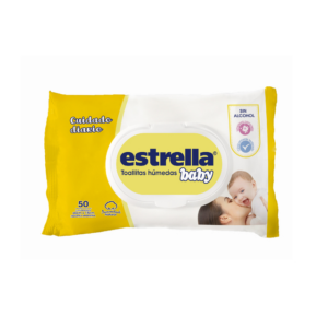 TOALLITAS HUMEDAS AMARILLA x 50u. ESTRELLA