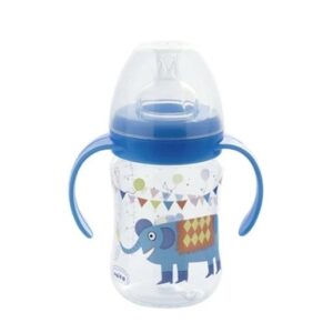 MAMADERA NATURAL DECORADA BOCA ANCHA 240 CC AZUL
