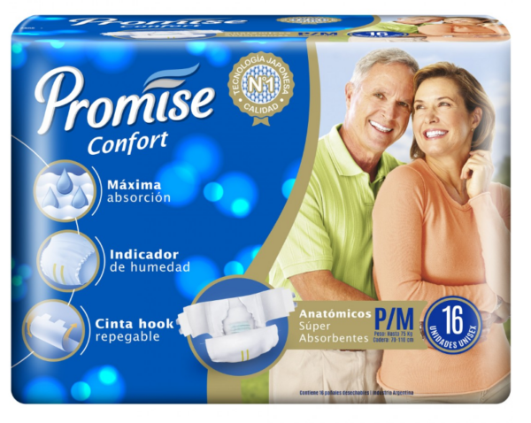PAÑAL ADULTO PROMISE CONFORT P/M x 16u.