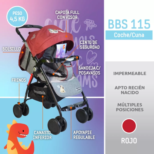 COCHECITO DE PASEO BIPOKIDS CON CALCO DE PERROS - Imagen 4